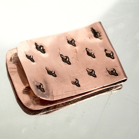 Conceptual Subculture Other - Solid Copper Money Clip Saturn Handmade Rustic Men Planet Gift Usher Father Dad